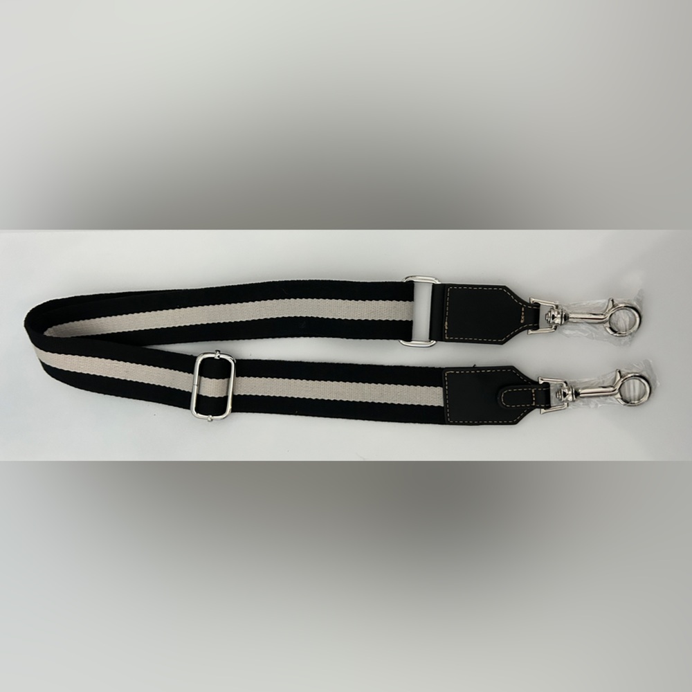 Black And White Stripe Replacement Purse Strap Woven Adjustable Crossbody New!